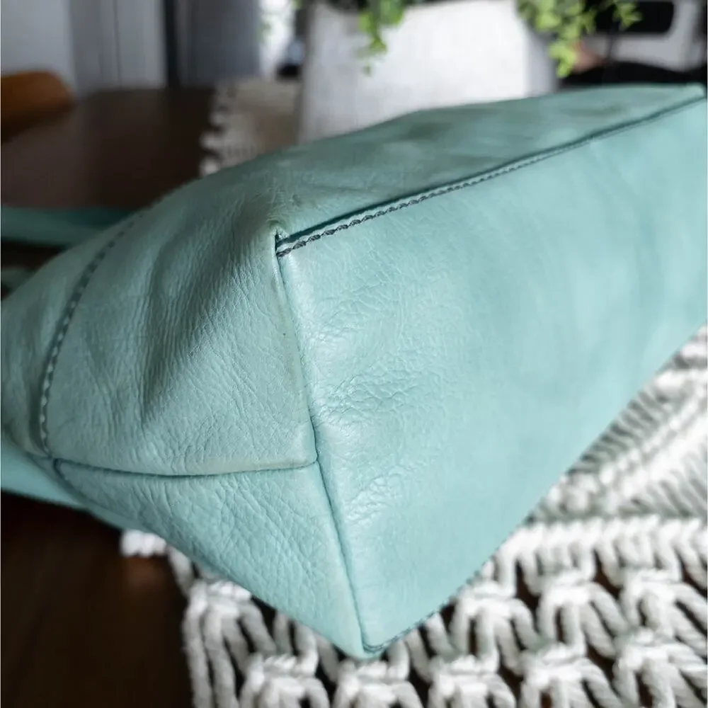 FOSSIL Hunter Teal Green Leather Tote Bag - Picture 7 of 11
